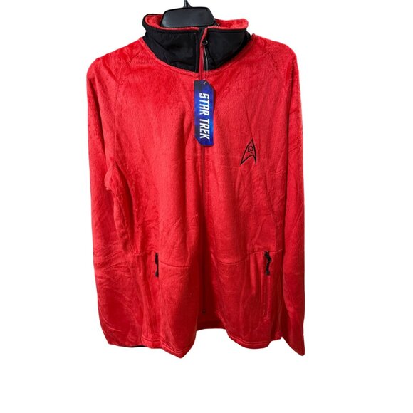 Star Trek Red Fleece Zip Jacket With Embroidered Logo Size L NWT - Picture 1 of 8